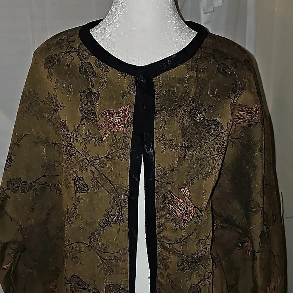 So Aida! Bird print jacket open front vintage m/l friends phoebe ✨️i0